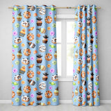 Cute Halloween Spooky Donut Cupcakes Treat Sky Blue Background Seamless Pattern  Readymade Eyelet Ring Top Thermal 100% Blackout Curtains