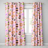 Cute Halloween Donuts Sweet Spooky Treats Pink Background Seamless Pattern  Readymade Eyelet Ring Top Thermal 100% Blackout Curtains