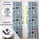 Cute Halloween Vampire Ghost Bats Spooky  Blue Background Seamless Pattern  Readymade Eyelet Ring Top Thermal 100% Blackout Curtains
