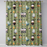 Halloween Vampire Ghost Bats Spooky Characters Olive Green  Seamless Pattern  Readymade Eyelet Ring Top Thermal 100% Blackout Curtains
