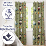Halloween Vampire Ghost Bats Spooky Characters Olive Green  Seamless Pattern  Readymade Eyelet Ring Top Thermal 100% Blackout Curtains