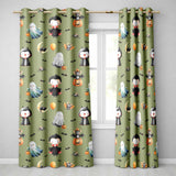 Halloween Vampire Ghost Bats Spooky Characters Olive Green  Seamless Pattern  Readymade Eyelet Ring Top Thermal 100% Blackout Curtains