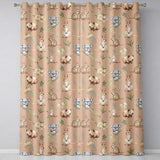 Woodland Animals Koala Kangaroo Bear Floral Warm Taupe  Seamless Pattern  Readymade Eyelet Ring Top Thermal 100% Blackout Curtains