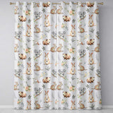 Woodland Animals Koala Kangaroo Bear Floral Dusty Grey Seamless Pattern  Readymade Eyelet Ring Top Thermal 100% Blackout Curtains