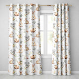 Woodland Animals Koala Kangaroo Bear Floral Dusty Grey Seamless Pattern  Readymade Eyelet Ring Top Thermal 100% Blackout Curtains