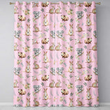 Woodland Animals Koala Kangaroo Bear Floral Blush Pink  Seamless Pattern  Readymade Eyelet Ring Top Thermal 100% Blackout Curtains