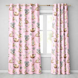 Woodland Animals Koala Kangaroo Bear Floral Mauve Pink  Seamless Pattern  Readymade Eyelet Ring Top Thermal 100% Blackout Curtains