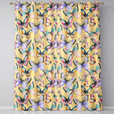 Colorful Watercolor Butterflies on Yellow Background Seamless Pattern  Readymade Eyelet Ring Top Thermal 100% Blackout Curtains