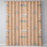 Cute Safari Animals Giraffe Lion Zebra on Beige Background Seamless Pattern  Readymade Eyelet Ring Top Thermal 100% Blackout Curtains