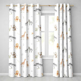 Safari Animals Giraffe Lion Zebra on Light Grey  Seamless Pattern  Readymade Eyelet Ring Top Thermal 100% Blackout Curtains