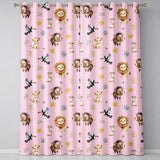 Jungle Animals Lion Meerkat Toucan Boar on Blush Pink  Seamless Pattern  Readymade Eyelet Ring Top Thermal 100% Blackout Curtains