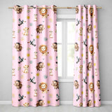 Jungle Animals Lion Meerkat Toucan Boar on Blush Pink  Seamless Pattern  Readymade Eyelet Ring Top Thermal 100% Blackout Curtains
