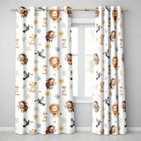 Jungle Animals Lion Meerkat Toucan Boar on Light Grey  Seamless Pattern  Readymade Eyelet Ring Top Thermal 100% Blackout Curtains