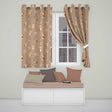 Baby Safari Animals Leopard Tiger Lion on Warm Brown  Seamless Pattern  Readymade Eyelet Ring Top Thermal 100% Blackout Curtains