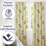 Baby Safari Animals Leopard Tiger Lion on Soft Cream  Seamless Pattern  Readymade Eyelet Ring Top Thermal 100% Blackout Curtains