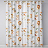 Baby Safari Animals Leopard Tiger Lion on Pastel Seamless Pattern  Readymade Eyelet Ring Top Thermal 100% Blackout Curtains