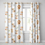 Baby Safari Animals Leopard Tiger Lion on Pastel Seamless Pattern  Readymade Eyelet Ring Top Thermal 100% Blackout Curtains