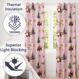 Forest Animals Bear Bunny Squirrel Trees on Blush Pink  Seamless Pattern  Readymade Eyelet Ring Top Thermal 100% Blackout Curtains