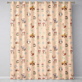 Forest Animals Deer Bear Fox Owl Raccoon on Warm Beige  Seamless Pattern  Readymade Eyelet Ring Top Thermal 100% Blackout Curtains