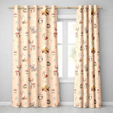 Forest Animals Deer Bear Fox Owl Raccoon on Warm Beige  Seamless Pattern  Readymade Eyelet Ring Top Thermal 100% Blackout Curtains