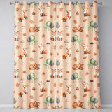 Woodland Fox with Trees Leaves Mushrooms Soft Beige  Seamless Pattern  Readymade Eyelet Ring Top Thermal 100% Blackout Curtains