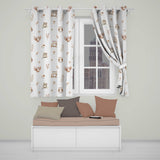 Cute Woodland Owls with Mushrooms Leaves Greish Background Seamless Pattern  Readymade Eyelet Ring Top Thermal 100% Blackout Curtains