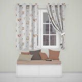 Cute Woodland Owls with Mushrooms Leaves Grey Background Seamless Pattern  Readymade Eyelet Ring Top Thermal 100% Blackout Curtains