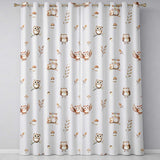 Cute Woodland Owls with Mushrooms Leaves Grey Background Seamless Pattern  Readymade Eyelet Ring Top Thermal 100% Blackout Curtains