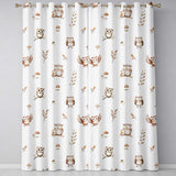 Woodland Owls with Mushrooms Leaves Warm Neutral  Seamless Pattern  Readymade Eyelet Ring Top Thermal 100% Blackout Curtains