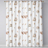 Cute Woodland Owls with Mushrooms Leaves Soft Cream Background Seamless Pattern  Readymade Eyelet Ring Top Thermal 100% Blackout Curtains