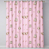 Cute Woodland Owls with Mushrooms Leaves Soft Pink Background Seamless Pattern  Readymade Eyelet Ring Top Thermal 100% Blackout Curtains