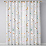 Swan and Ducklings with Flowers Mushrooms Grey  Seamless Pattern  Readymade Eyelet Ring Top Thermal 100% Blackout Curtains