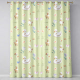 Swan and Ducklings with Flowers Mushrooms Soft Olive  Seamless Pattern  Readymade Eyelet Ring Top Thermal 100% Blackout Curtains
