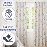 Swan and Ducklings with Flowers Mushrooms Soft Grey  Seamless Pattern  Readymade Eyelet Ring Top Thermal 100% Blackout Curtains