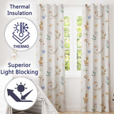 Swan and Ducklings with Flowers Mushrooms Soft White  Seamless Pattern  Readymade Eyelet Ring Top Thermal 100% Blackout Curtains