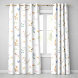 Swan and Ducklings with Flowers Mushrooms Soft White  Seamless Pattern  Readymade Eyelet Ring Top Thermal 100% Blackout Curtains