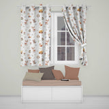 Woodland Deer Bear Fox Owl Raccoon Leaves Mushrooms Light Grey Seamless Pattern  Readymade Eyelet Ring Top Thermal 100% Blackout Curtains