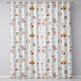 Woodland Deer Bear Fox Owl Raccoon Leaves Mushrooms Dark Cream Seamless Pattern  Readymade Eyelet Ring Top Thermal 100% Blackout Curtains