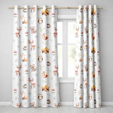 Woodland Deer Bear Fox Owl Raccoon Leaves Mushrooms Lilac  Seamless Pattern  Readymade Eyelet Ring Top Thermal 100% Blackout Curtains