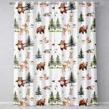 Woodland Animals Bear Deer Bunny Trees Mushrooms Butterfly Seamless Pattern  Readymade Eyelet Ring Top Thermal 100% Blackout Curtains