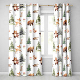 Woodland Animals Bear Deer Bunny Trees Mushrooms Butterfly Seamless Pattern  Readymade Eyelet Ring Top Thermal 100% Blackout Curtains