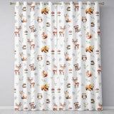 Cute Woodland Deer Bear Fox Owl Raccoon Leaves Mushrooms Seamless Pattern  Readymade Eyelet Ring Top Thermal 100% Blackout Curtains