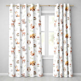 Cute Woodland Deer Bear Fox Owl Raccoon Leaves Mushrooms Seamless Pattern  Readymade Eyelet Ring Top Thermal 100% Blackout Curtains
