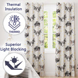 Cute Halloween Bats Flying Yellow Stars Night Sky Seamless Pattern  Readymade Eyelet Ring Top Thermal 100% Blackout Curtains
