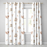 Cute Owls Sitting on Branch Woodland Leaves Mushrooms Seamless Pattern  Readymade Eyelet Ring Top Thermal 100% Blackout Curtains
