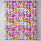 Elegant Pink Floral Roses Peony Hydrangea Seamless Pattern  Readymade Eyelet Ring Top Thermal 100% Blackout Curtains
