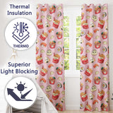 Cute Kawaii Sushi Ramen Dumpling Food Pink Background Seamless Pattern  Readymade Eyelet Ring Top Thermal 100% Blackout Curtains