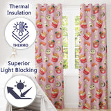 Cute Kawaii Sushi Ramen Dumpling Food Blush Pink Background Seamless Pattern  Readymade Eyelet Ring Top Thermal 100% Blackout Curtains