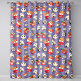 Cute Kawaii Sushi Ramen Dumpling Food Purple Background Seamless Pattern  Readymade Eyelet Ring Top Thermal 100% Blackout Curtains