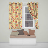 Cute Kawaii Sushi Ramen Dumpling Food Yellow Background Seamless Pattern  Readymade Eyelet Ring Top Thermal 100% Blackout Curtains